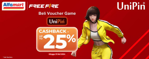 Diperpanjang! Dapatkan Cashback hingga 25% UniPin Credits, Beli Voucher UniPin di Alfamart Seluruh Indonesia!